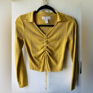 Yellow Ruched Long Sleeve Top